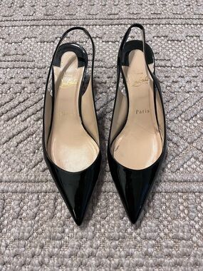 Christian Louboutin Karelli 45 Patent Leather Slingback Pumps
